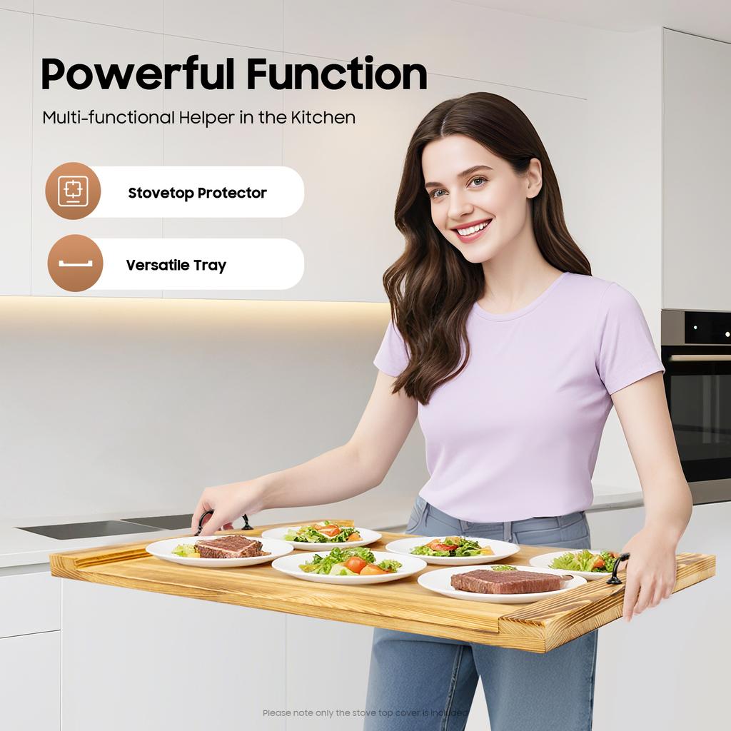 Pine Wood Stove Cover Top Extra Counter Space Kitchen Organizer Tray for Sink Protector Modern Design for Home Camping