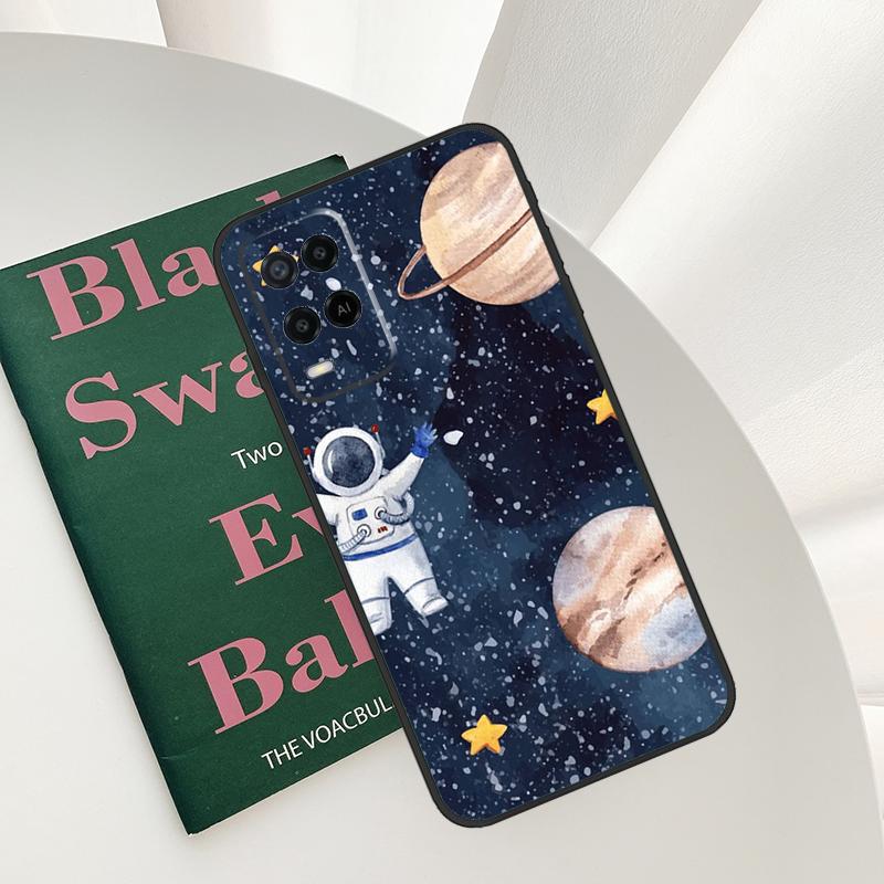 Moon Stars Space Astronaut Case For Oppo A54 A74 A94 A54S A57S A15 A16 A17 A52 A72 A76 A96 A58 A78 A98 A77 A5 A9 Cover