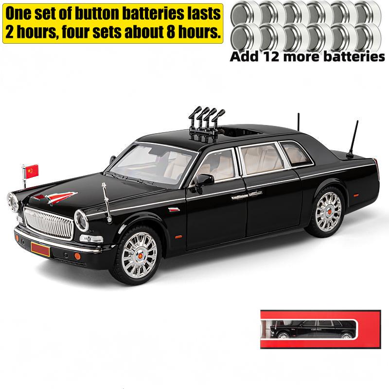 1:24 HONG QI L5 CA770 High End Cars Alloy Car Model Diecast Toy With Sound And Light Vehicles Decoration Toys For Kids Gift Boys
