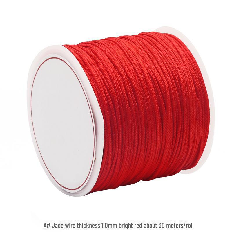 Handgefertigtes rotes geflochtenes Seilarmband mit chinesischem Jadeknoten