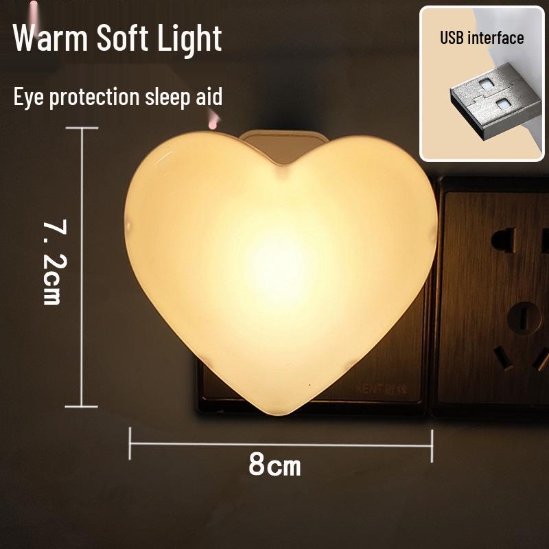 Veilleuse LED USB en forme de cœur avec batterie externe - Blanc, Chaud, Bleu, Rose pour chambre ou table de dortoir