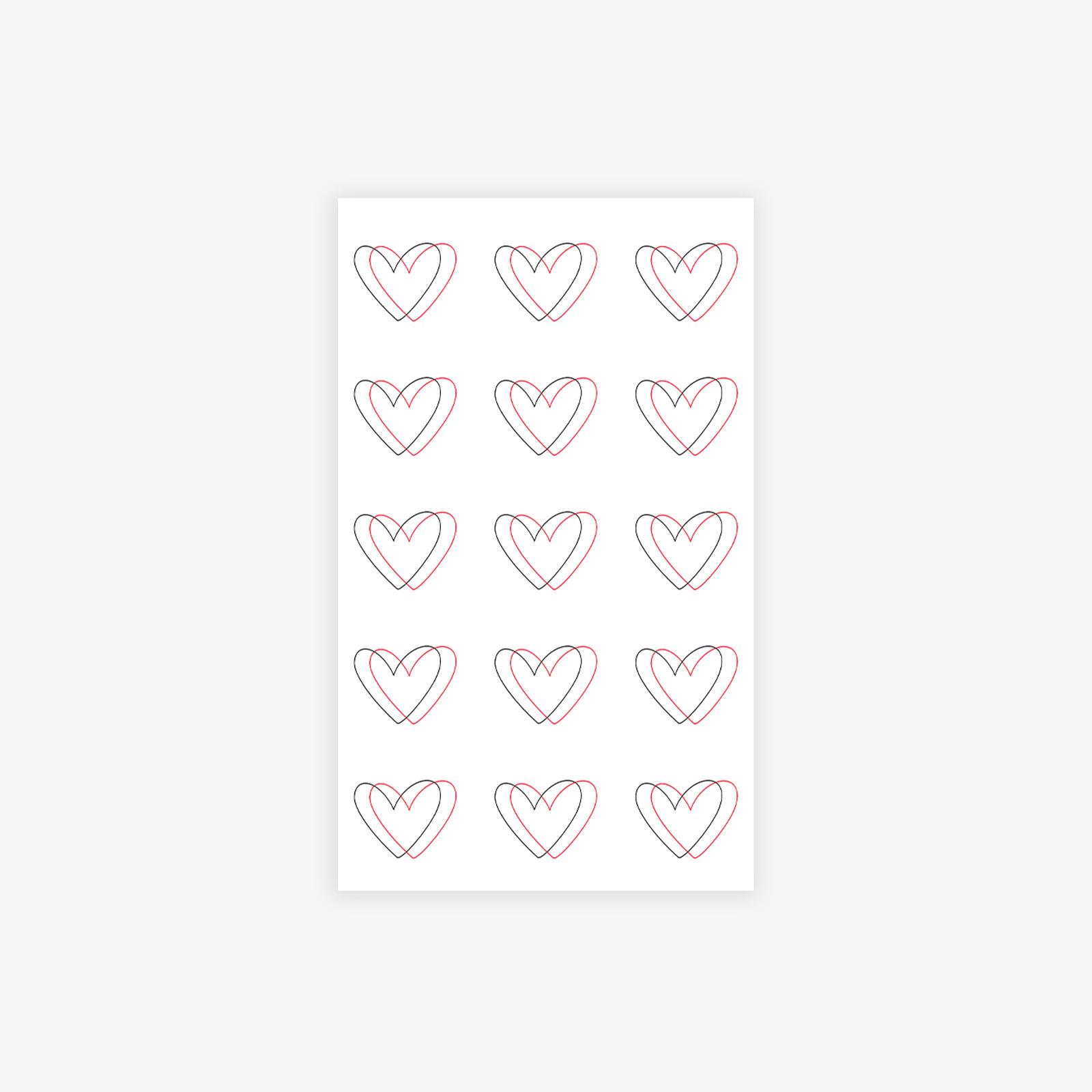 

Romantic Double-Heart Tattoo Sticker, Red And Black Overlapping Combination, Waterproof, Gentle Wind Wrist Sticker 11*18