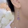 Elegant Fringed Zircon Earrings Fashionable Simple Purple Eastward Drop Earrings Exquisite Versatile Sophisticated Ear Zircon