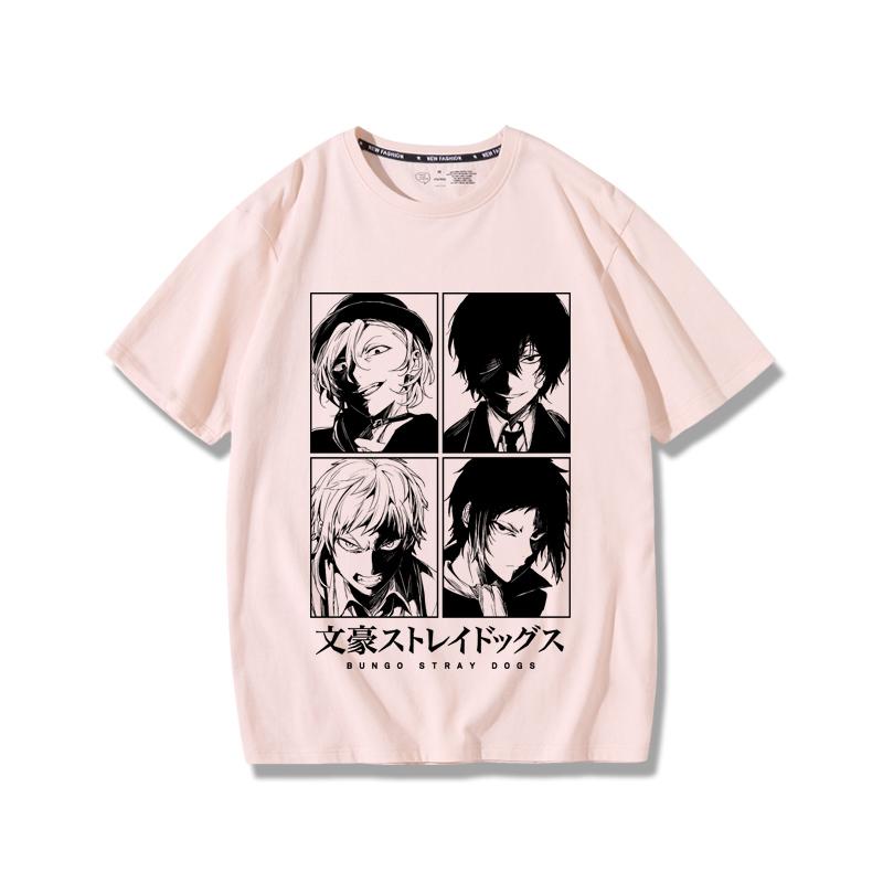 Anime Suspense Bungo Stray Dogs Imprimé Créatif Été T-Shirt Homme 100% Coton Extérieur Décontracté Street Tendance Vêtements Homme