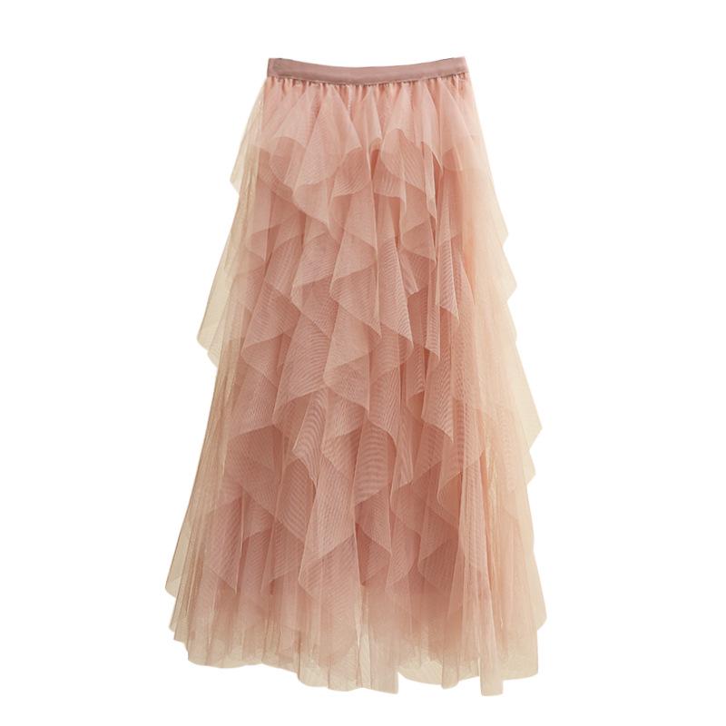 Irregular Mesh Women's Skirt Autumn/Winter 2025: Multi-Layer Cake Puffy Long Skirt, Super Fairy Temperament Dress
