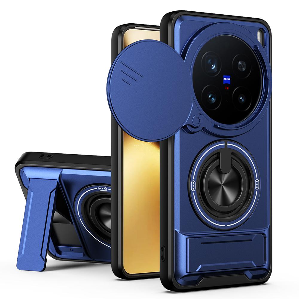KEYSION Custodia Magnetica per Telefono per VIVO X200 Pro 5G Protezione Fotocamera a Scorrimento Supporto Verticale Anello a 360° Cover Antiurto per VIVO X200