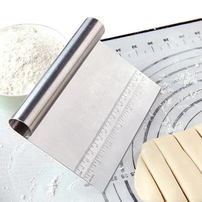 1PC Stainless Steel Dough Separator Scale Knife Pastry Scraper Pizza Cutter Chopper with Measuring Scale Multipurpose Cake Bread