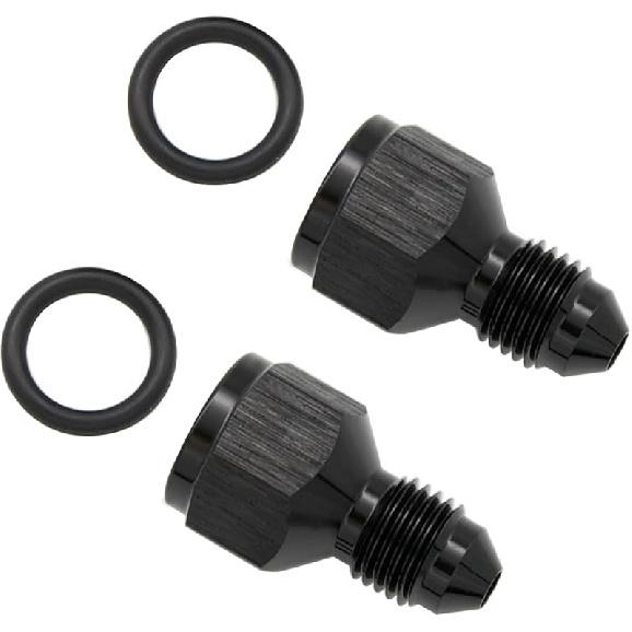 Female to Male Reducer 4AN to 3AN Reduce adaptor Aluminum JIC AN4 Female to Male AN3 Flare Thread Hose Reducing Fittings Black, Pack of 2