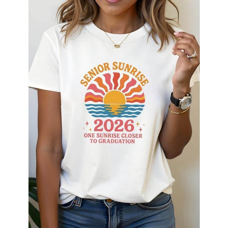 Plus Size, SENIOR SUNRISE  ONE SUNRISE CLOSER to GRADUATION Graphic Print Plus Size Women s T-shirt, Short 2XL белый