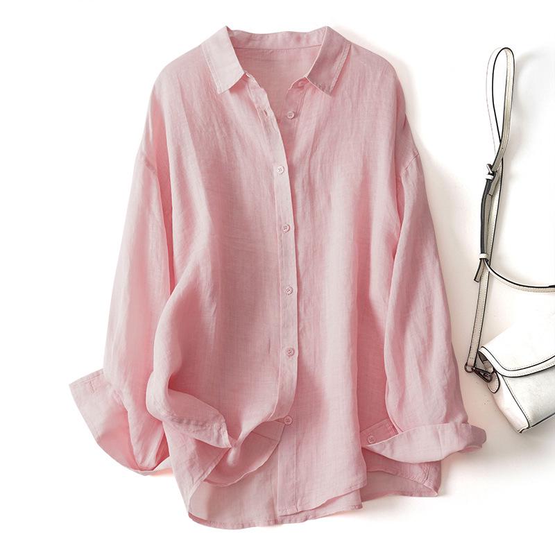 

Женская рубашка облегающего кроя с длинными рукавами и защитой от солнца 2024 года — легкий, свободный повседневный топ с кондиционером Medium розовый