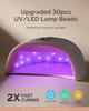 Cordless UV Nail Lamp P-Plus30G, Rechargeable with 3 Timers & Smart Sensor, Cures Builder, Hard, Extension, Acrylic & Chrome Gel