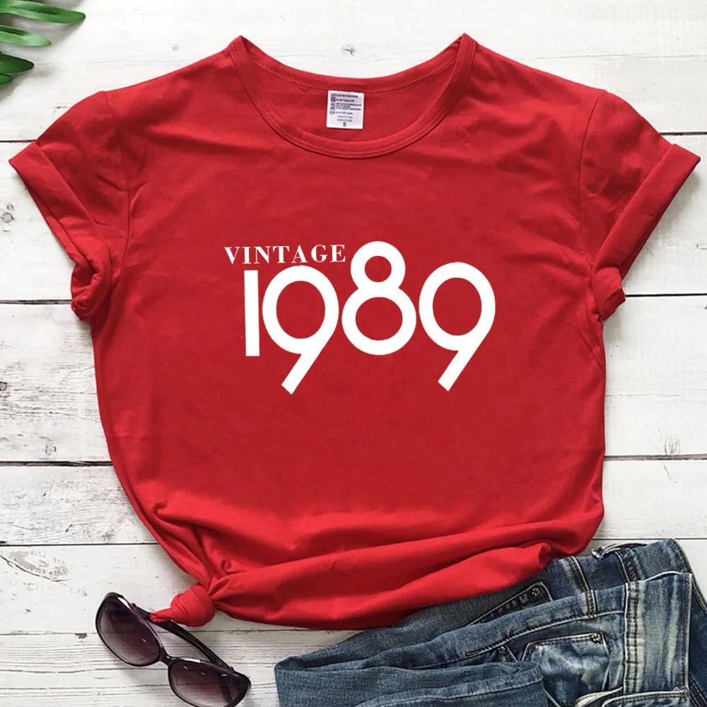 Vintage 1989 Letter Print Women T Shirt Short Sleeve O Neck Loose Women Tshirt Ladies Tee Shirt Clothes Camisetas Mujer