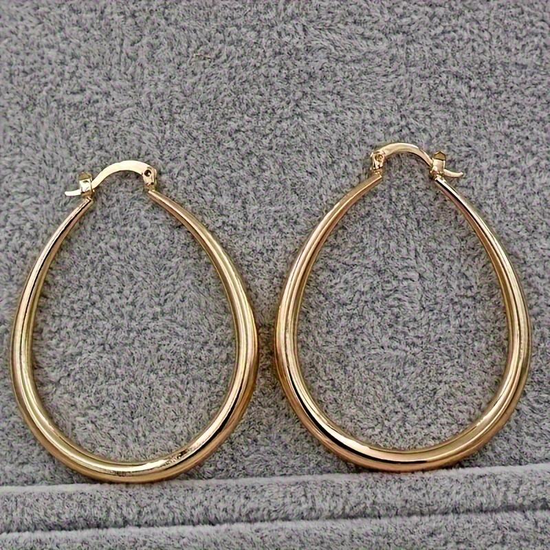 Golden-Tone Simple Color Hoop Earrings for Women - Bohemian Vintage Style Smooth Minimalist Design, Everyday Jewelry Gift Versatile Accessories