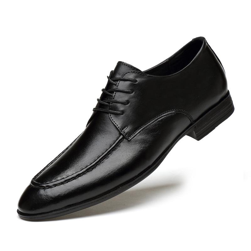 Men's Shoes Autumn Dress Leather Shoes Men's Pointed Cowhide Lace-up Breathable Men's Loafers Business Casual Shoes Men's