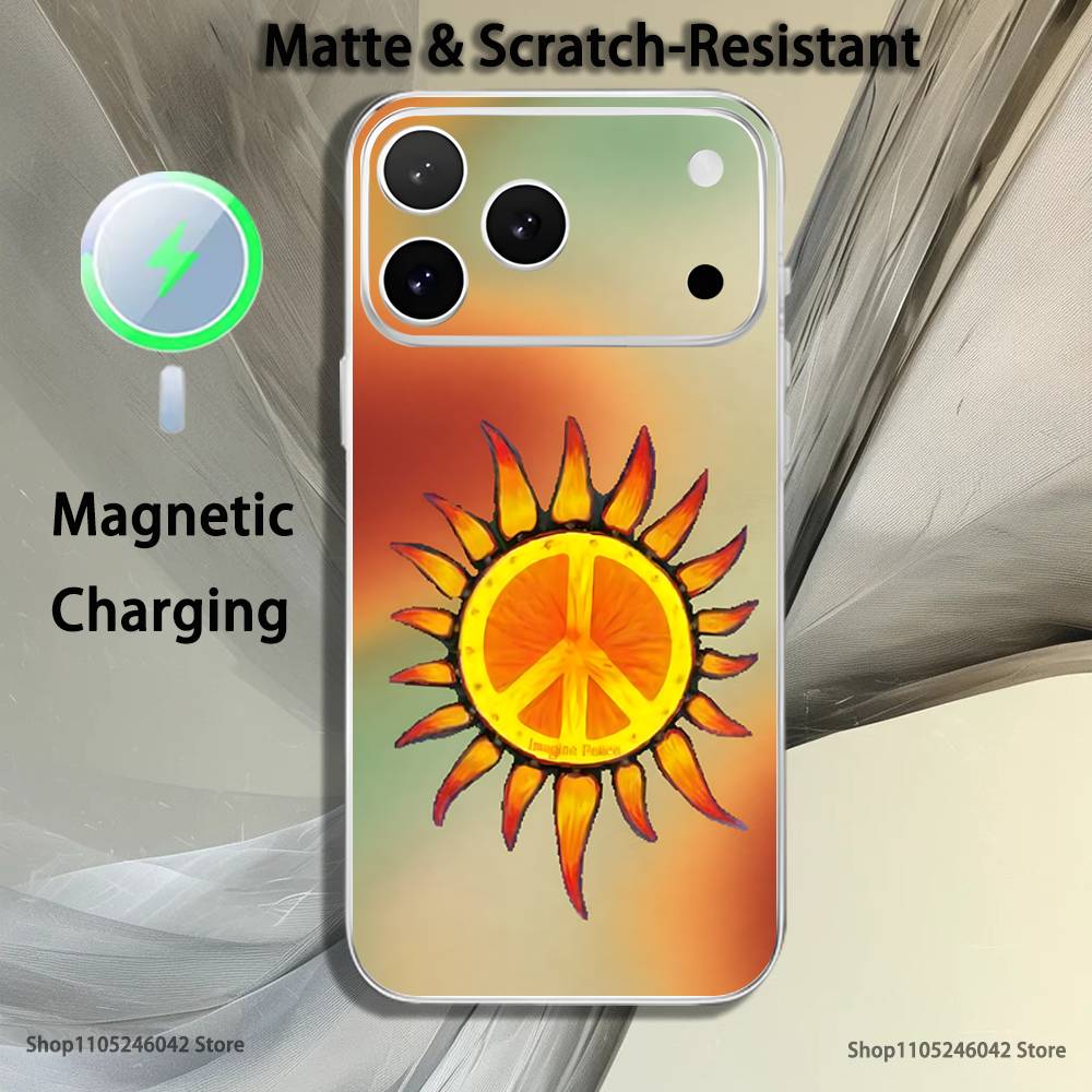 

Peace and Love Transparent White Phone Case For iPhone 17,16,15,14,13,12,11,Pro,Max,Plus Magnetic Wireless Charging iPhone12PROMAX