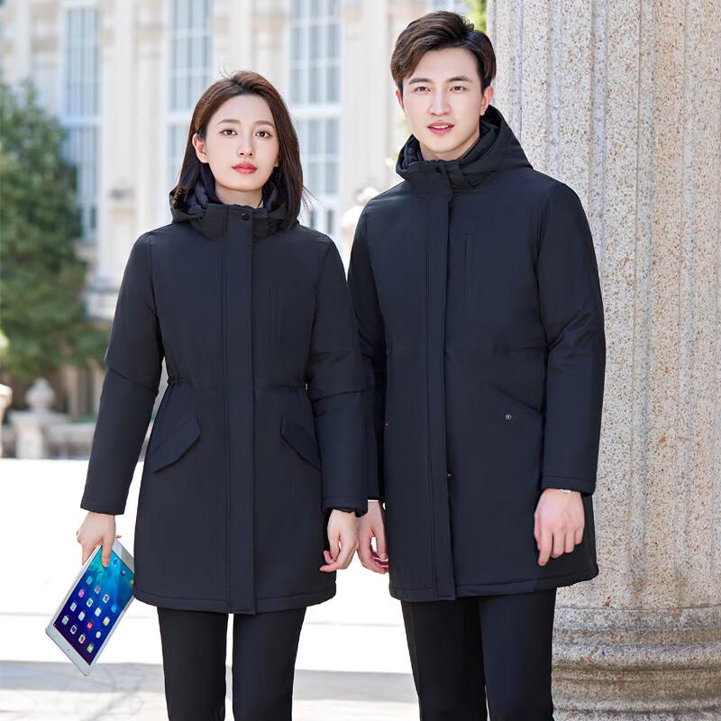 Toluoman Unisex Black Hooded Parka Work Jacket L