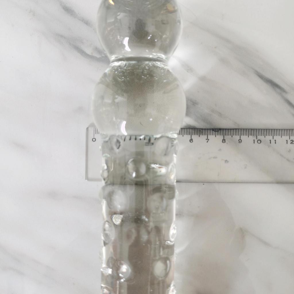 VaHppy Large Glass Anal Plugs Double-ended Anal Pulling Beads Rounded Rransparent Sex Toys Masturbators For Women Gay Dildos