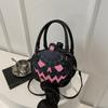 Halloween bag 2025 new contrasting color women's bag simple shoulder small round bag funny pumpkin bag women's bag