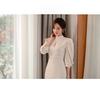 French Chic Stand-Up Collar Slim Lantern Sleeve Dress