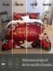 Christmas Bedding Set Red Background Snowflakes Christmas Duvet Cover Set Christmas Gingerbread Man Printed 3 Pieces Christmas