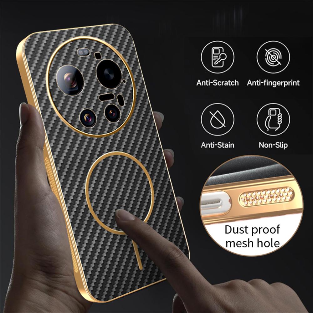 For Xiaomi 17 Ultra 5G Case Carbon Fiber Textured Electroplated TPU Phone Back Cover
