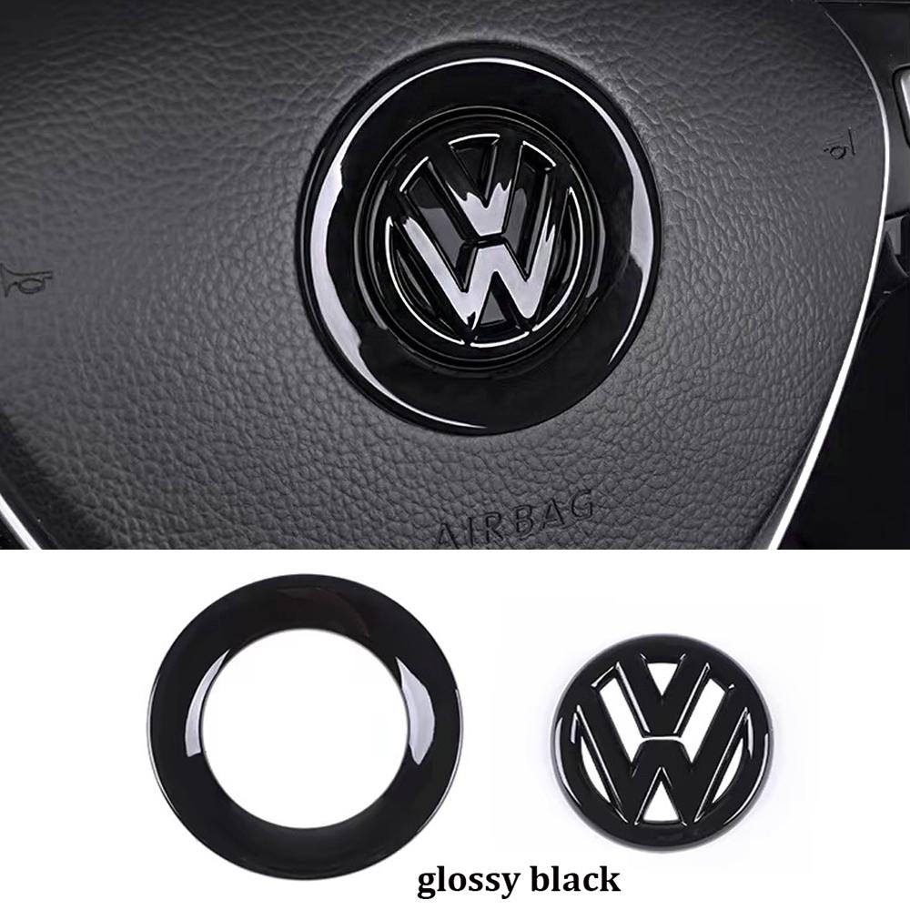 LIP1 Car Carbon fiber pattern Logo Steering Wheel Decoration Sticker Accessories For VW GTI Polo Golf 5 6 Passat Scirocco Beetle CC