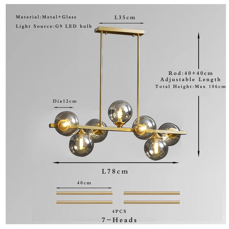 

SANDYHA All Copper Gold Chandelier Pendant Light Glass Ball Lampshade LED Lamp for Living Room Dining Room Indoor Decor Home cool white 6000K