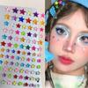 Bunte 3D-Gesichts-Strasssteine Aufkleber Silberne Sternform Aufkleber für Cheerleading-Make-up Dekorative Scrapbooking-Gesichtsdekoration Aufkleber