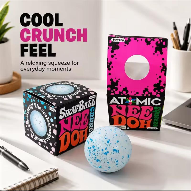 Needoh Snow Ball Crunch Squishy Fidget Sensory Toy Non-toxic Squeeze Flour Filling Stress Ball Anxiety Relief Toy for Autism