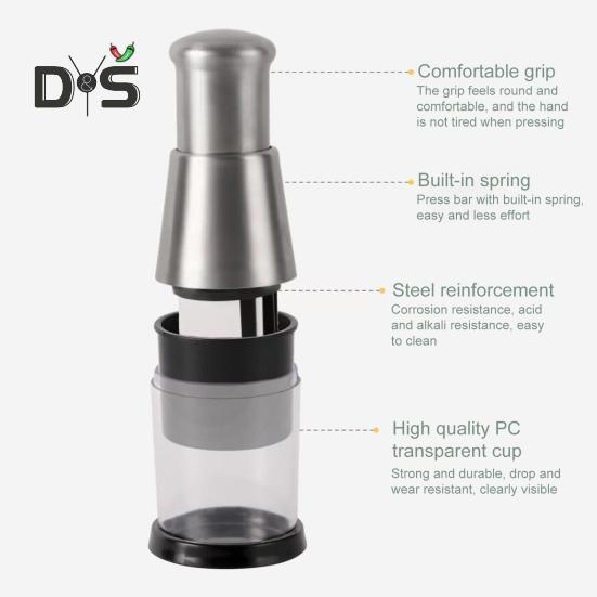 Garlic Press Stainless Steel Manual Garlic Crusher Chopper Mincer Efficient Onion Cutter for Nut Potato Tomato Time-Saving Kitchen Tool