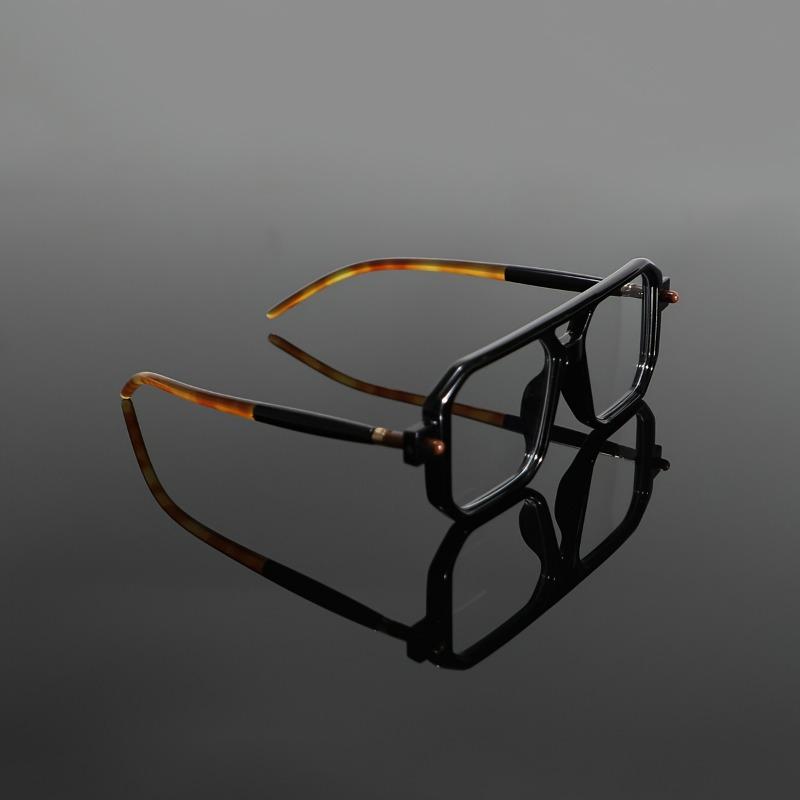Nicht polarisierte Herren Stilvolle Blaulichtbrille - Großes Gestell, Doppelbrücken-Design mit Nietendetail, Vintage Quadratische Computerbrille