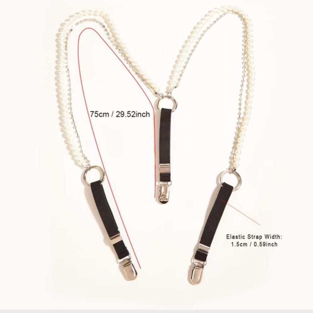 Elegant Pearl Suspenders Versatile Suspenders Braces Fashion Adjustable Straps  for Skirt Pants