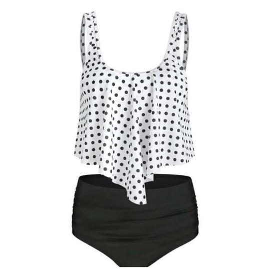 

2 шт./комплект купальник костюм U-образный вырез спинка струящийся подол купальный топ цветочный принт высокая талия купальные трусы комплект пляжная одежда S белый