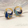 French Retro Enamel Spiral Stud Earrings - Versatile and Elegant Women's Jewelry