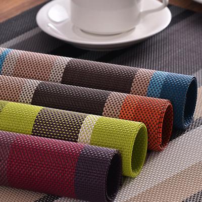 PVC Placemat Striped Slip-resistant Waterproof Table Mat Kitchen Dining Table Disc Pads Bowl Coasters Home Decor 45x30cm