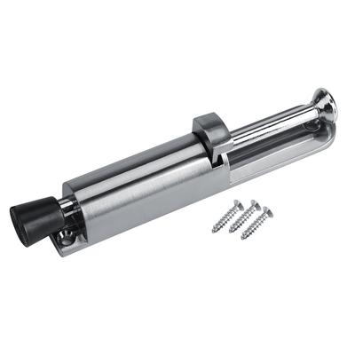 Heavy Duty Zinc Alloy Soft Rubber Foot Spring Loaded Easily Step On Door Stopper Holder Silver