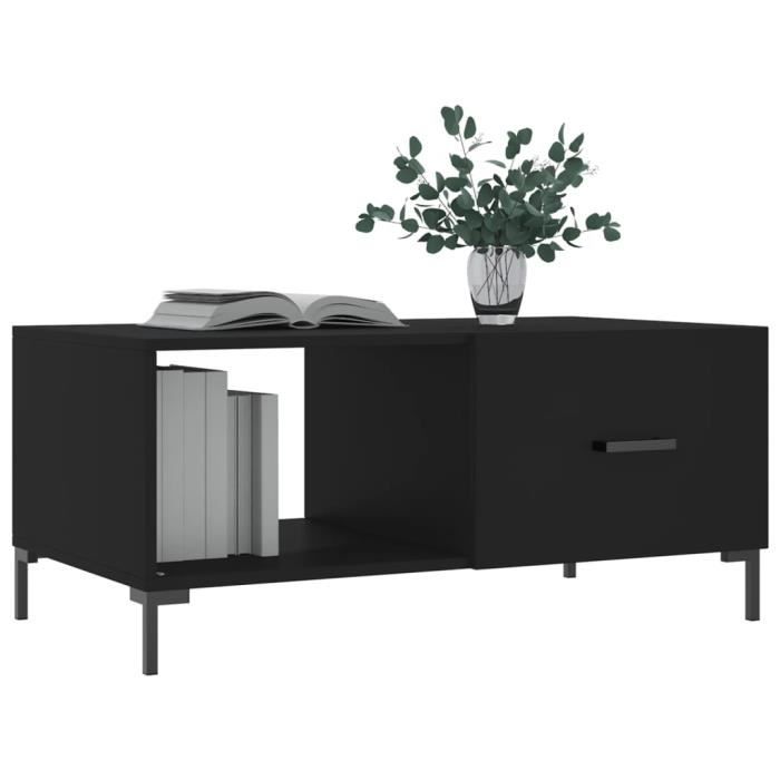 VidaXL Table basse noir 90x50x40 cm bois d'ingénierie 829213