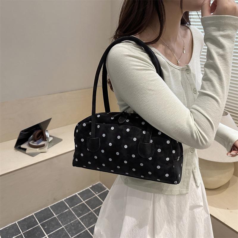Yogodlns New Large Capacity Shoulder Bags Zipper Polka Dot Bowling Underarm Bags For Women Minimalist Shopper Handbag