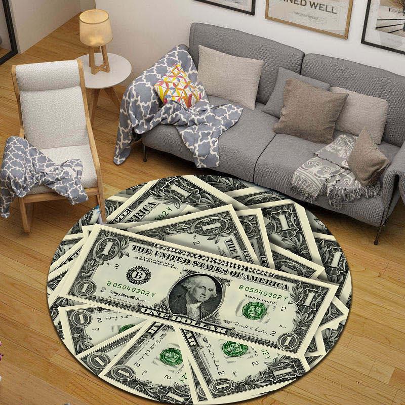 Chic Round Skull Multicolor Accent Rug, Non-Slip Floor Mat for Laundry Room