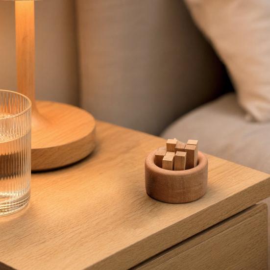 Yangyizhi Holz-Ätherisch-Öl-Diffusor, Buchenholz Aromatherapie Kleiner Runder Diffusor für Zuhause Büros Autos Yogaräume