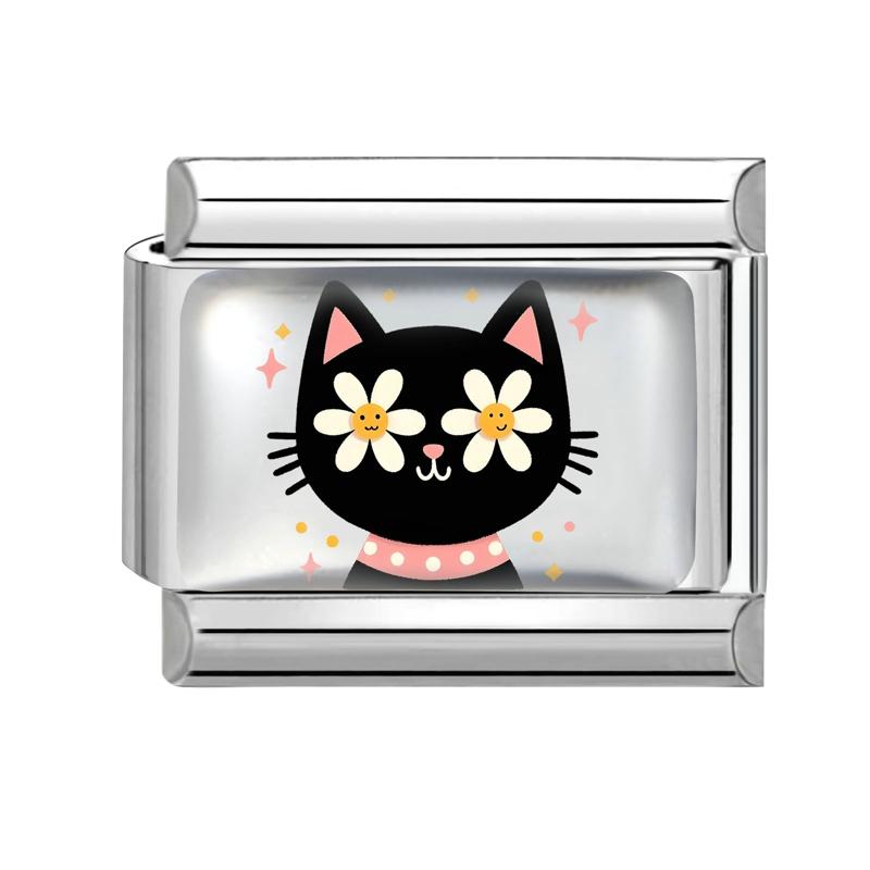 

Cute Cartoon Colorful Pet Dog Black Cats Italian Charm Links Fit 9mm Stainless Steel Bracelet Men Women DIY Making