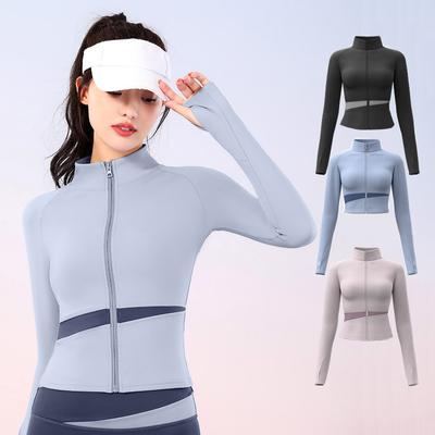 Long Sleeve Sports Jacket Women Zip Fitness Yoga Shirt  Gym Top Activewear Quick Dry Running Coats Workout Clothes Woman Sportwear