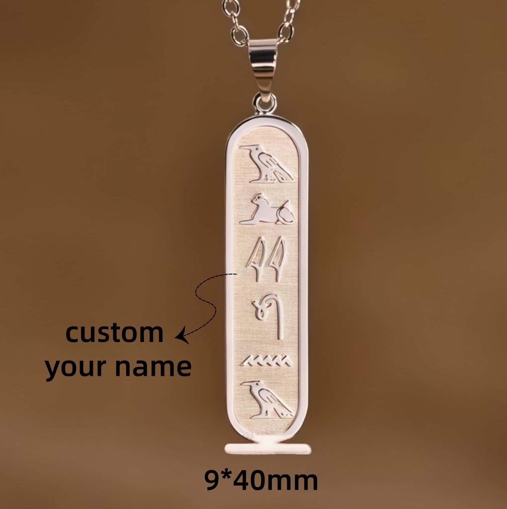 Custom Egyptian Cartouche Necklace Personalized Hieroglyph Pendant Ancient Egyptian Script Necklace Egyptian Symbols Necklace