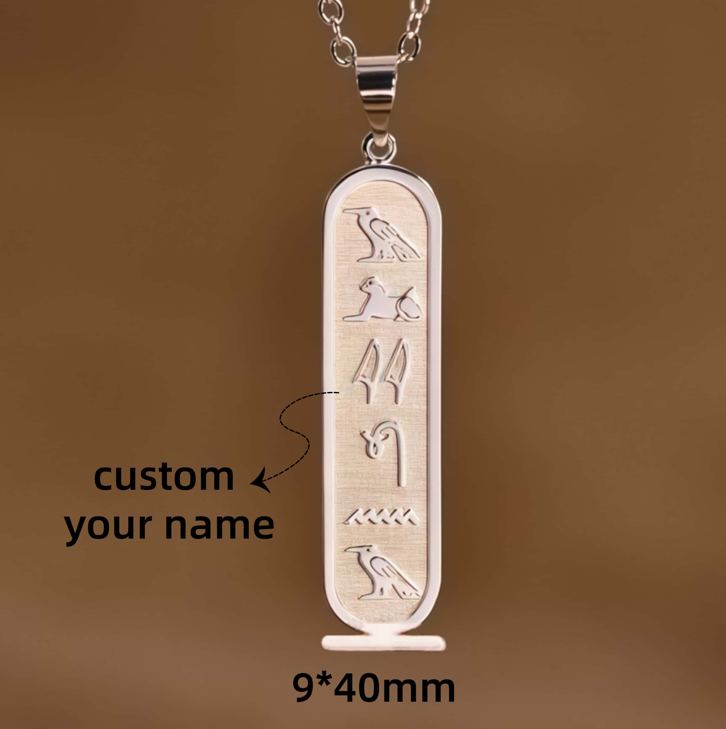 Custom Egyptian Cartouche Necklace Personalized Hieroglyph Pendant Ancient Egyptian Script Necklace Egyptian Symbols Necklace 35cm&silver color