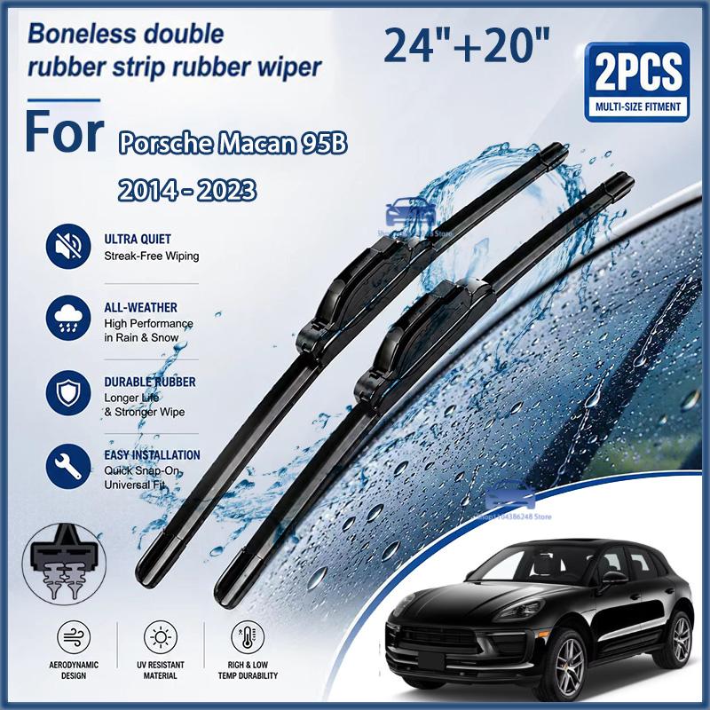 Front Wiper Blades For Porsche Macan 95B 2014 - 2023 Windshield Windscreen Window Car Rain Brushes 24"+20" Modification Parts Wipers Blades 3