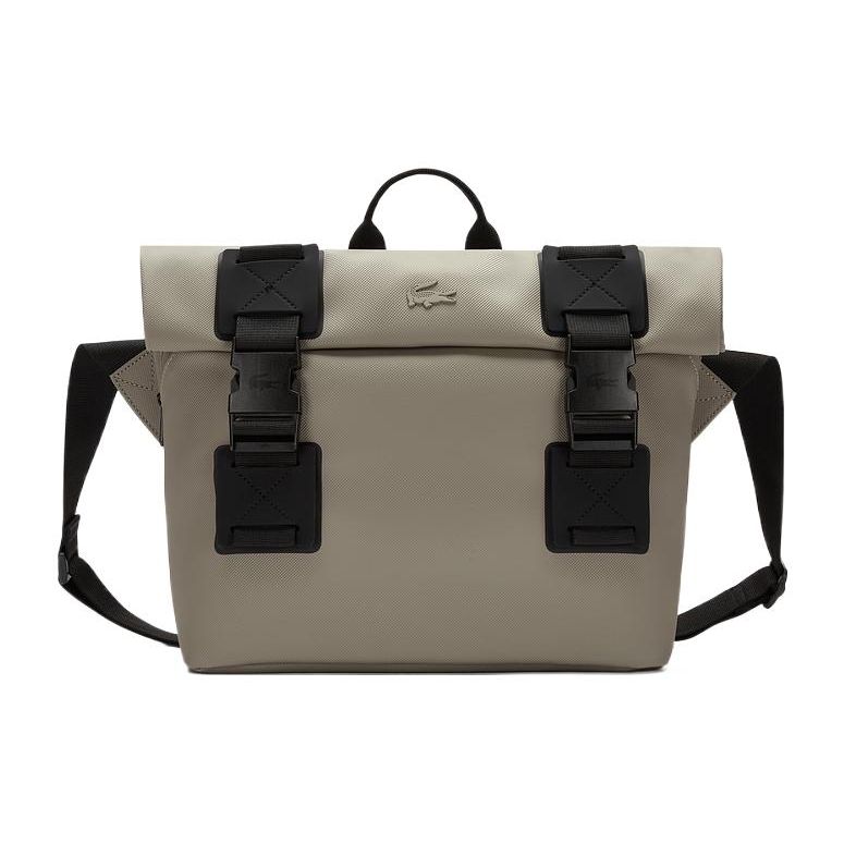 Lacoste Logo Adjustable Strap Fabric Backpack Crossbody Bag Medium Men backpack Gray NH4439OOM46 Gray,Medium