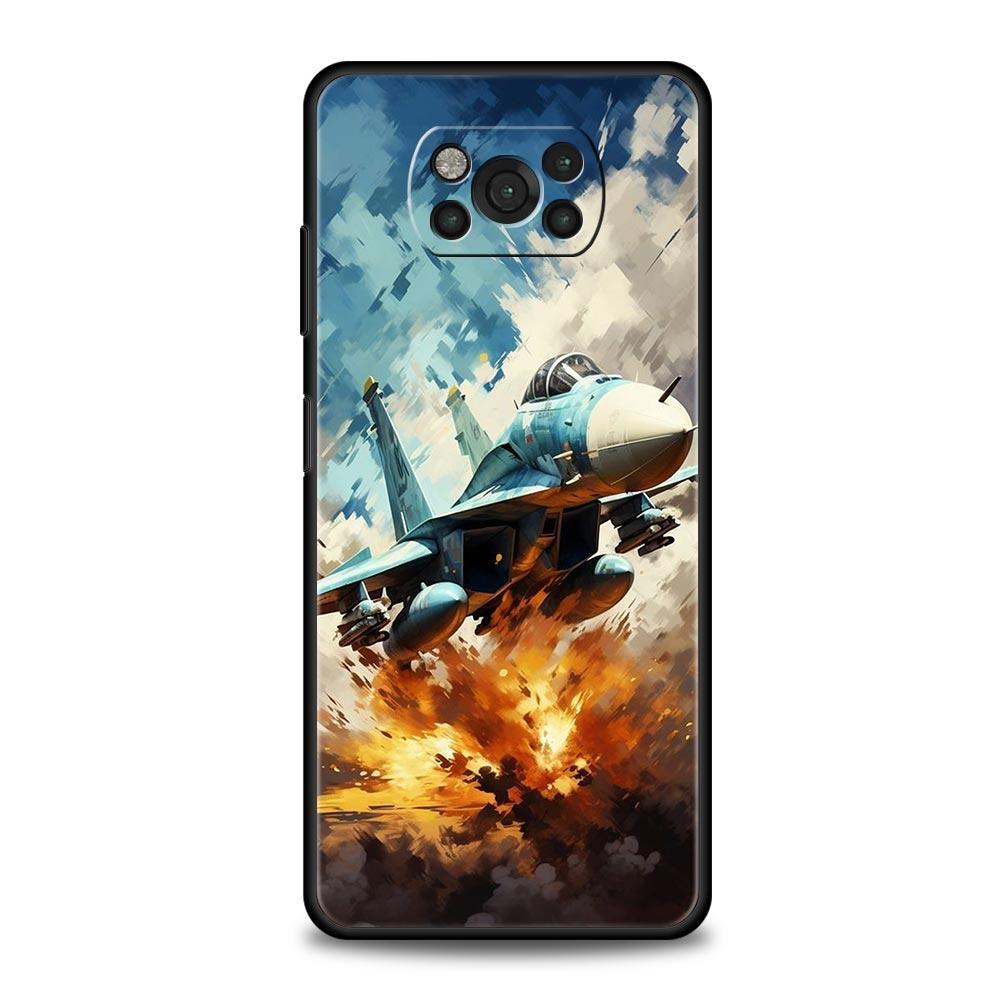 Fighter Planes Phone Case For For Xiaomi Poco X6 X5 Pro X4 X3 NFC F5 Pro F4 F3 GT M5 M4 Pro 5G M3 C51 C50 C55 Soft Cover