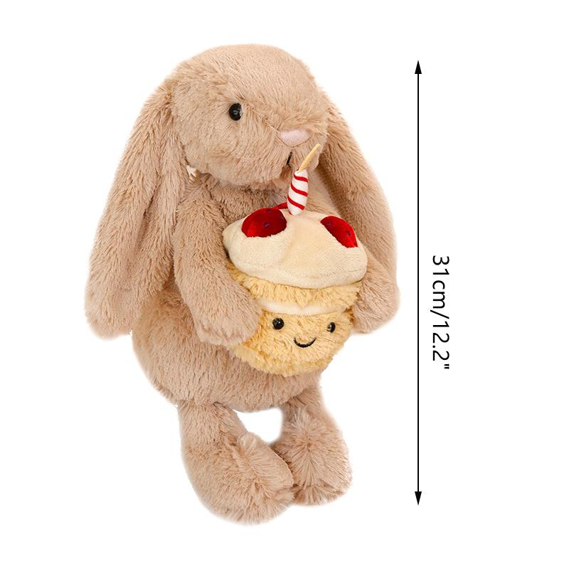 Original Jelly Cat 30Cm Shy Bonnie Rabbit Holding A Birthday Cake Plush Doll Accompanying Cats, Dogs And Pets Holiday Gift.