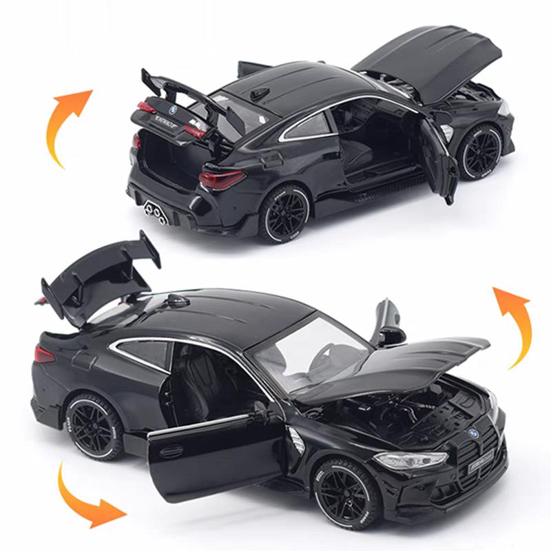 BMW M4 Coupe M Power Simulation Diecast & Toy Vehicles Sounds & Light Pull Back Car 1:32 Alloy Model Birthday Gifts