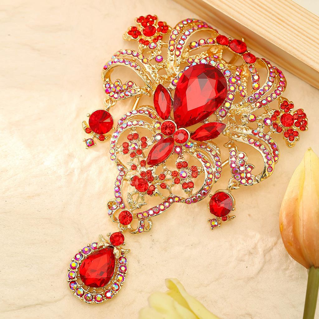 Crystal Pendant Brooch, Stylish and Exaggerated Corsage Accessory Pin, Court Brooch